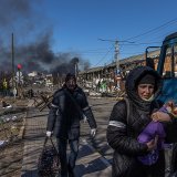 La moitié de la population de l'agglomération de Kiev a fui en deux semaines, a annoncé son maire Vitali Klitschko. Désormais, un peu moins de deux millions d'habitants s'y trouvent.